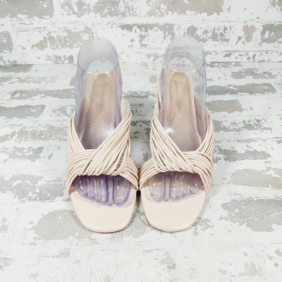 NEW Adrienne Vittadini Annalee Cream Summer Slip On Block Heel Sandals A647 - Picture 8 of 12